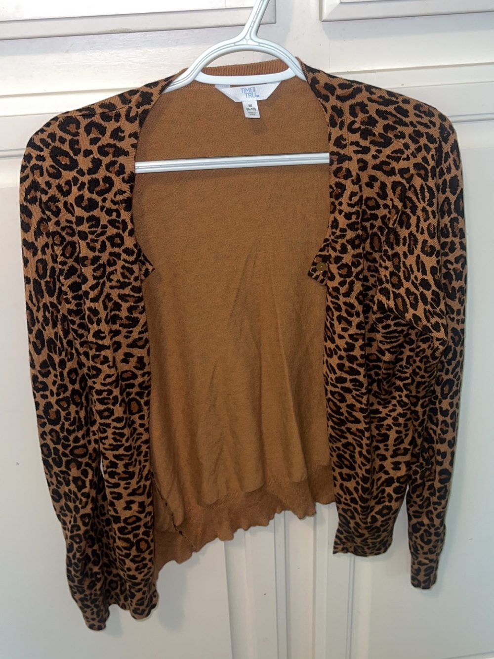 Leopard Print Cardigan Sweater Medium - Picture 3 of 4